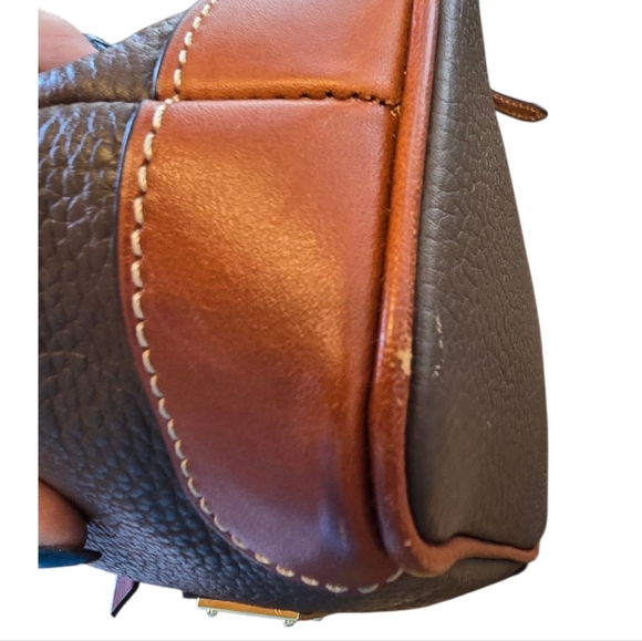 Dooney & Bourke Brown Tan Pebble Grain Leather Crossbody Shoulder Bag - Picture 15 of 16